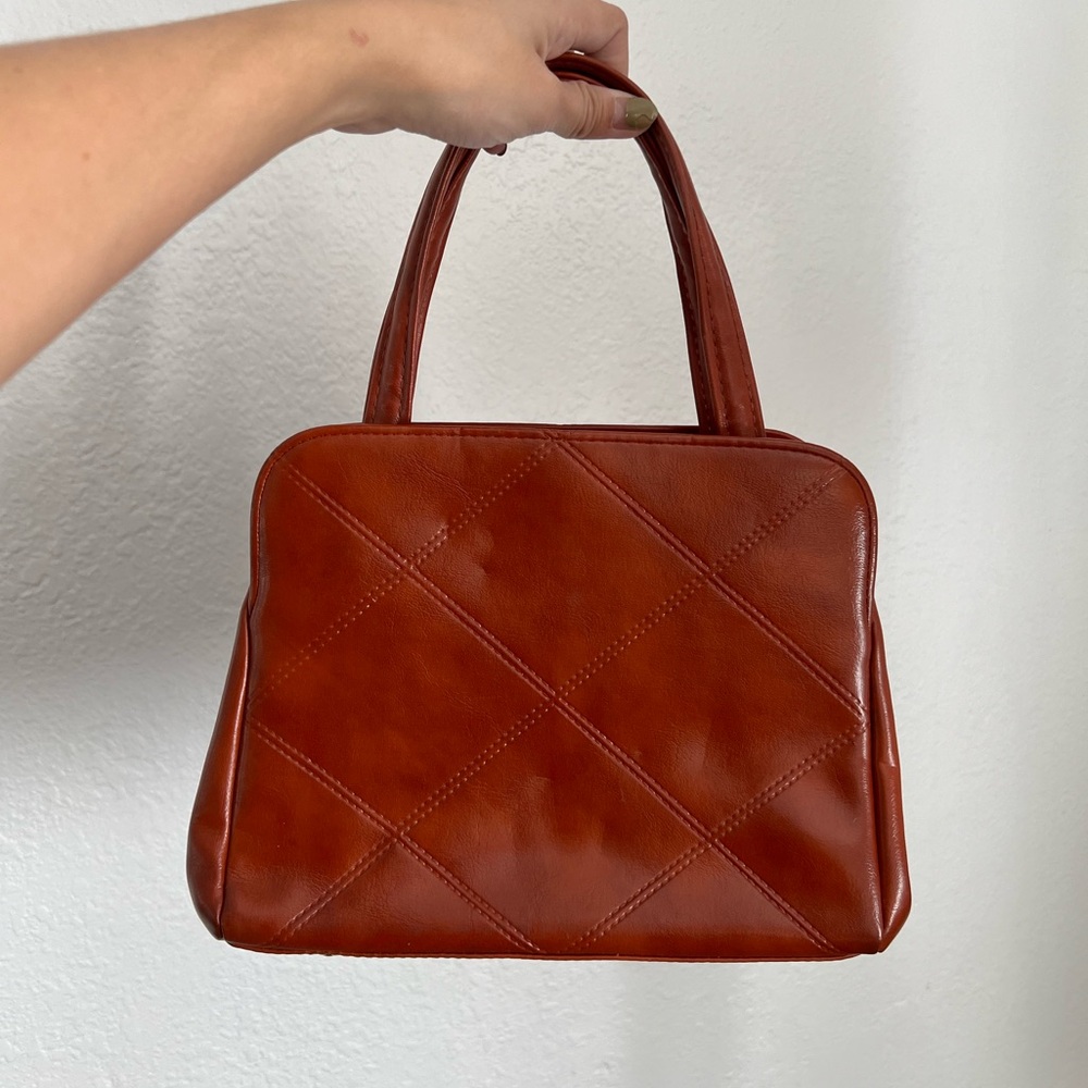 Rust 60s Clasp Leather Handbag